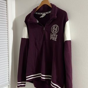 ❌SOLD❌ V.S. PINK | Varsity Half Zip Crewneck Sweatshirt